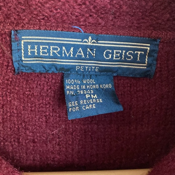 100% Wool Burgundy Jacket Coat - Petite Medium - Picture 3 of 3